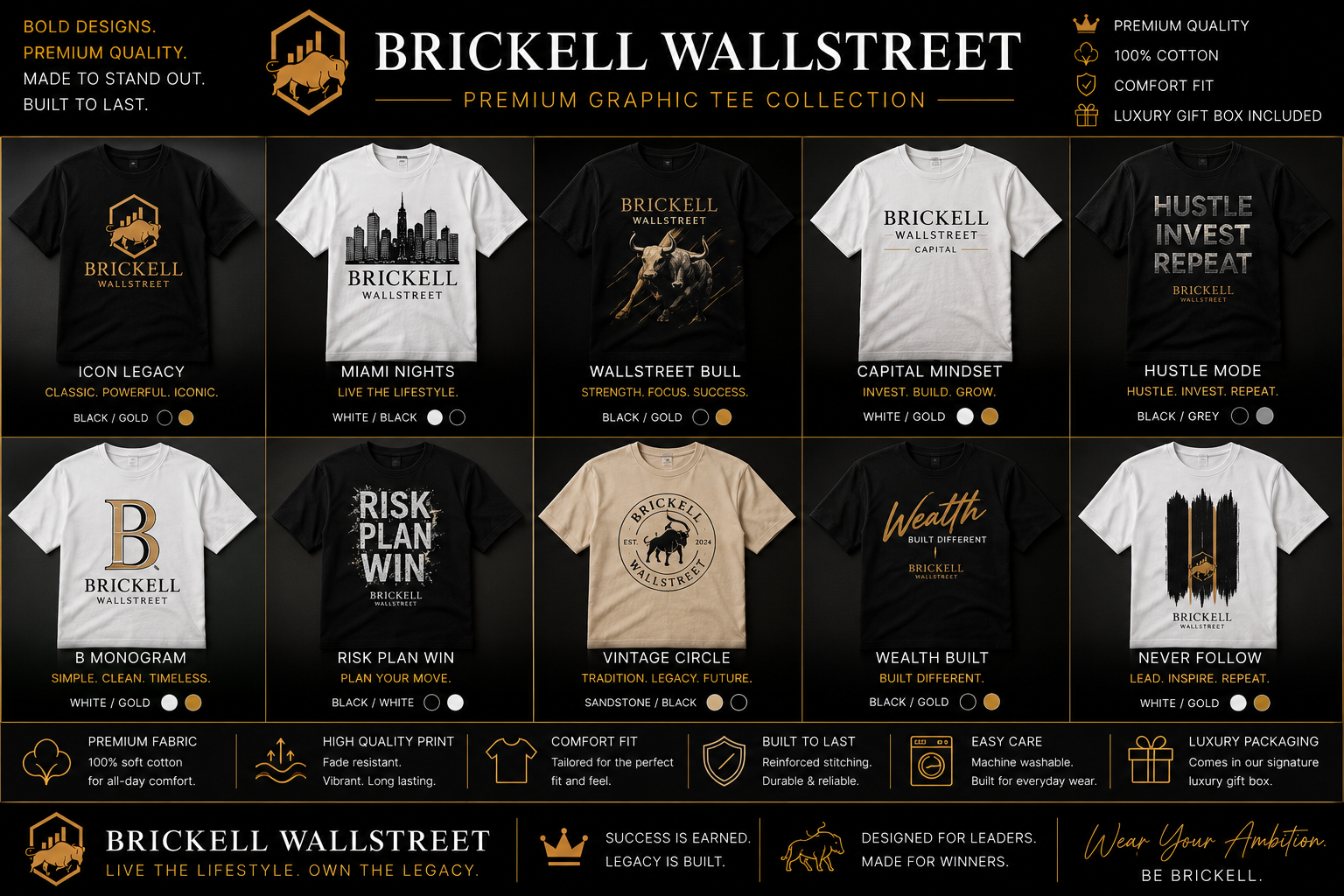 Brickell Wallstreet Classic Graphic Tees