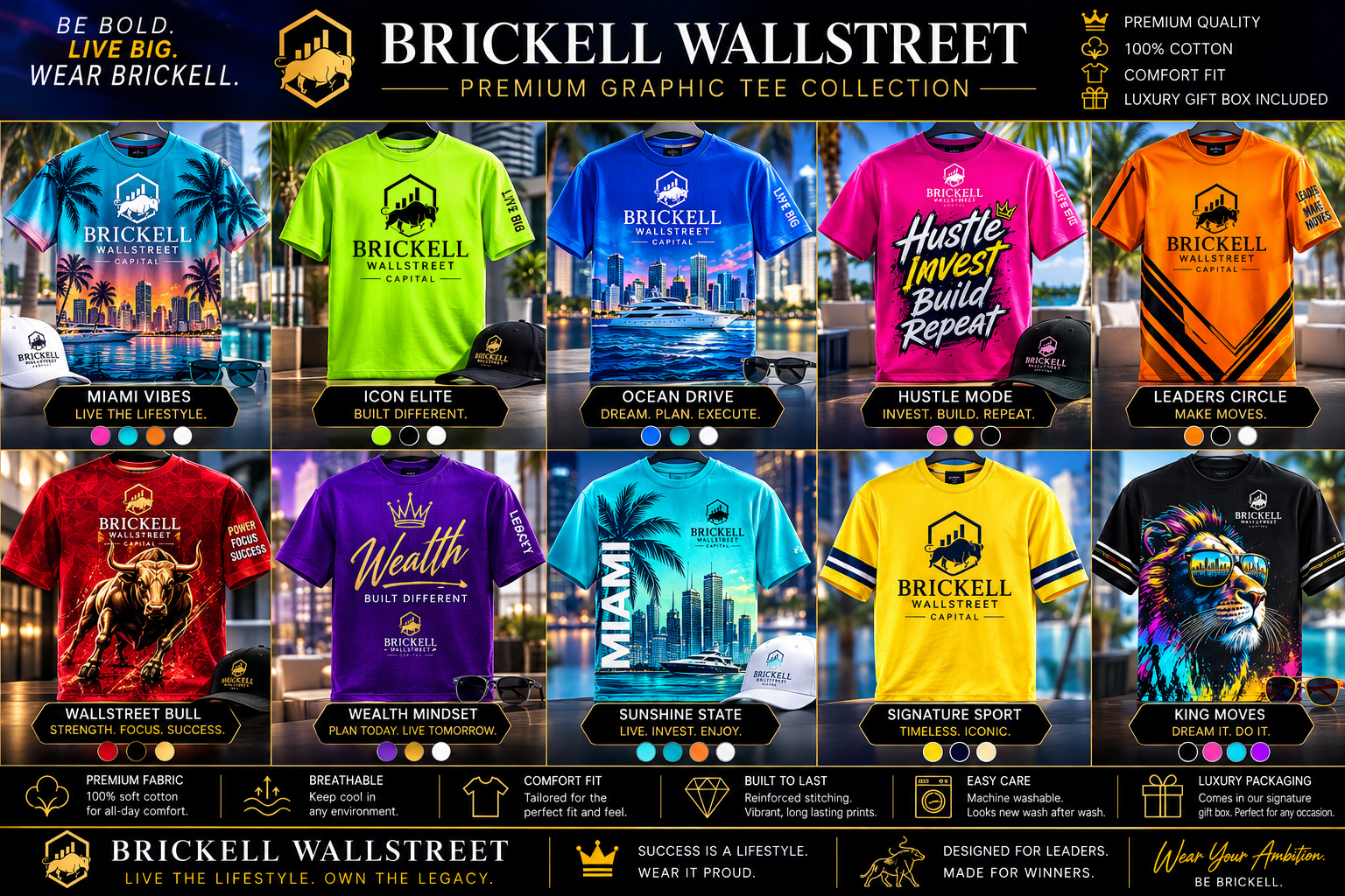 Brickell Wallstreet Premium Graphic Tee Collection