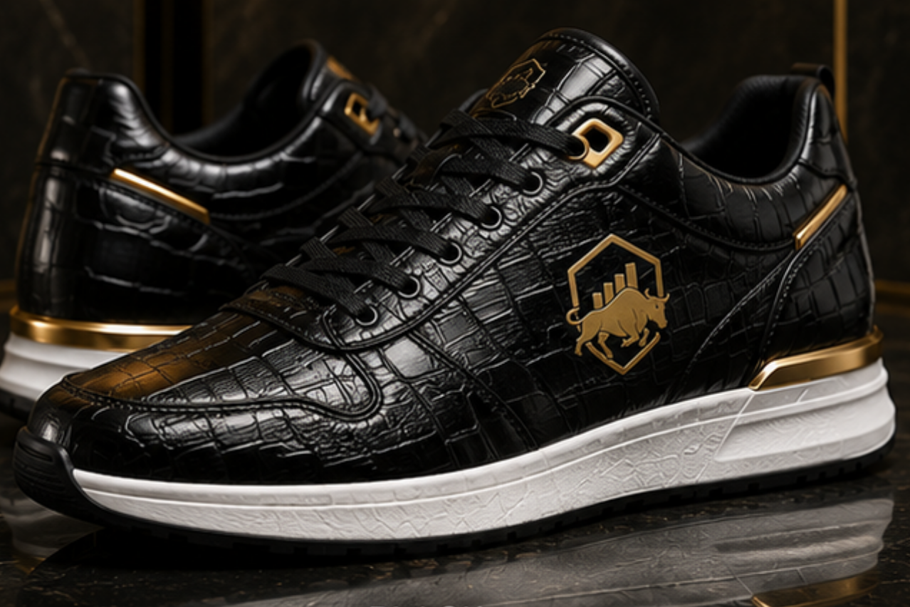 The Croc-Embossed Sneaker — Black