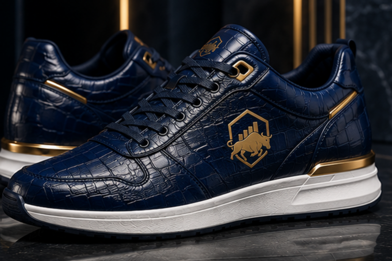 The Croc-Embossed Sneaker — Navy