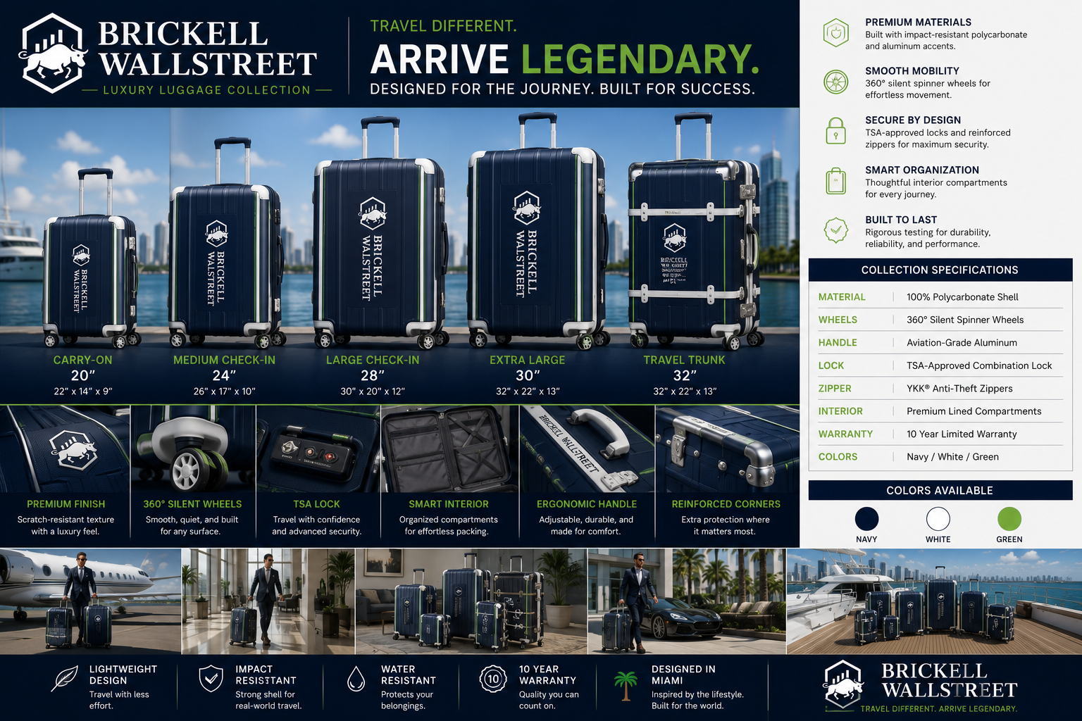 Brickell Wallstreet Luxury Luggage Collection
